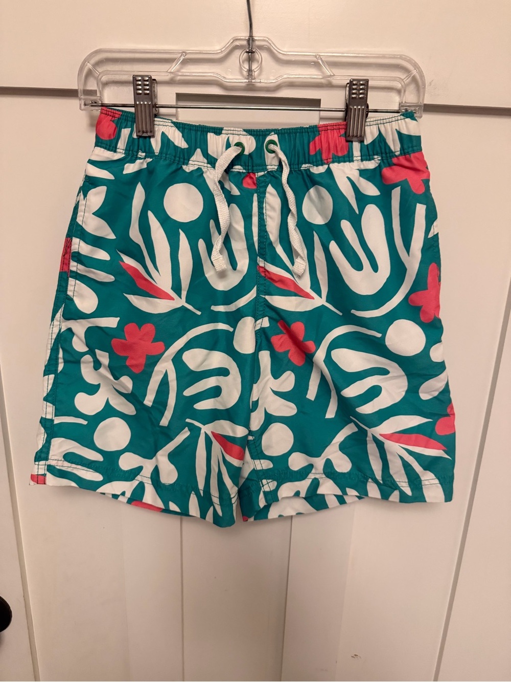 Hanna Andersson boys swim trunks size 130 cm US 8 pull on liner tie elastic wais
